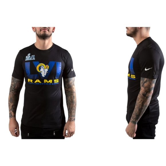 NIKE Los Angeles Rams Super Bowl LVI Champions Short Sleeve T-Shirt Black Medium - Picture 2 of 5